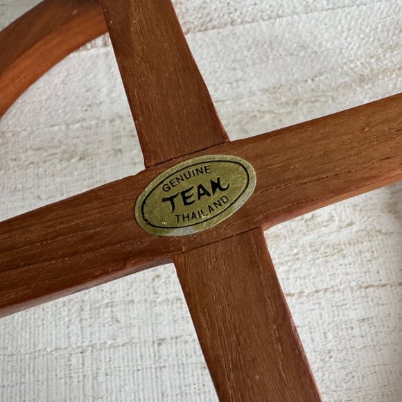 Vintage Open Teak Wood Casserole Stand - Wooden Teak Pot Holder - Picture 7 of 8